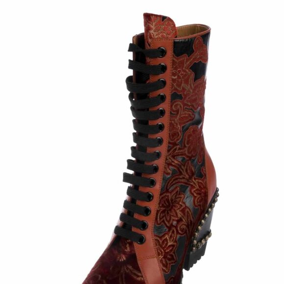 Chloe - Rylee Baroque Velvet Combat Boot U.S size 10 - Picture 6 of 16